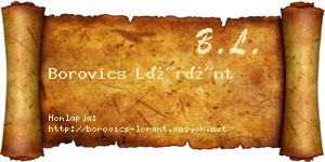 Borovics Lóránt névjegykártya